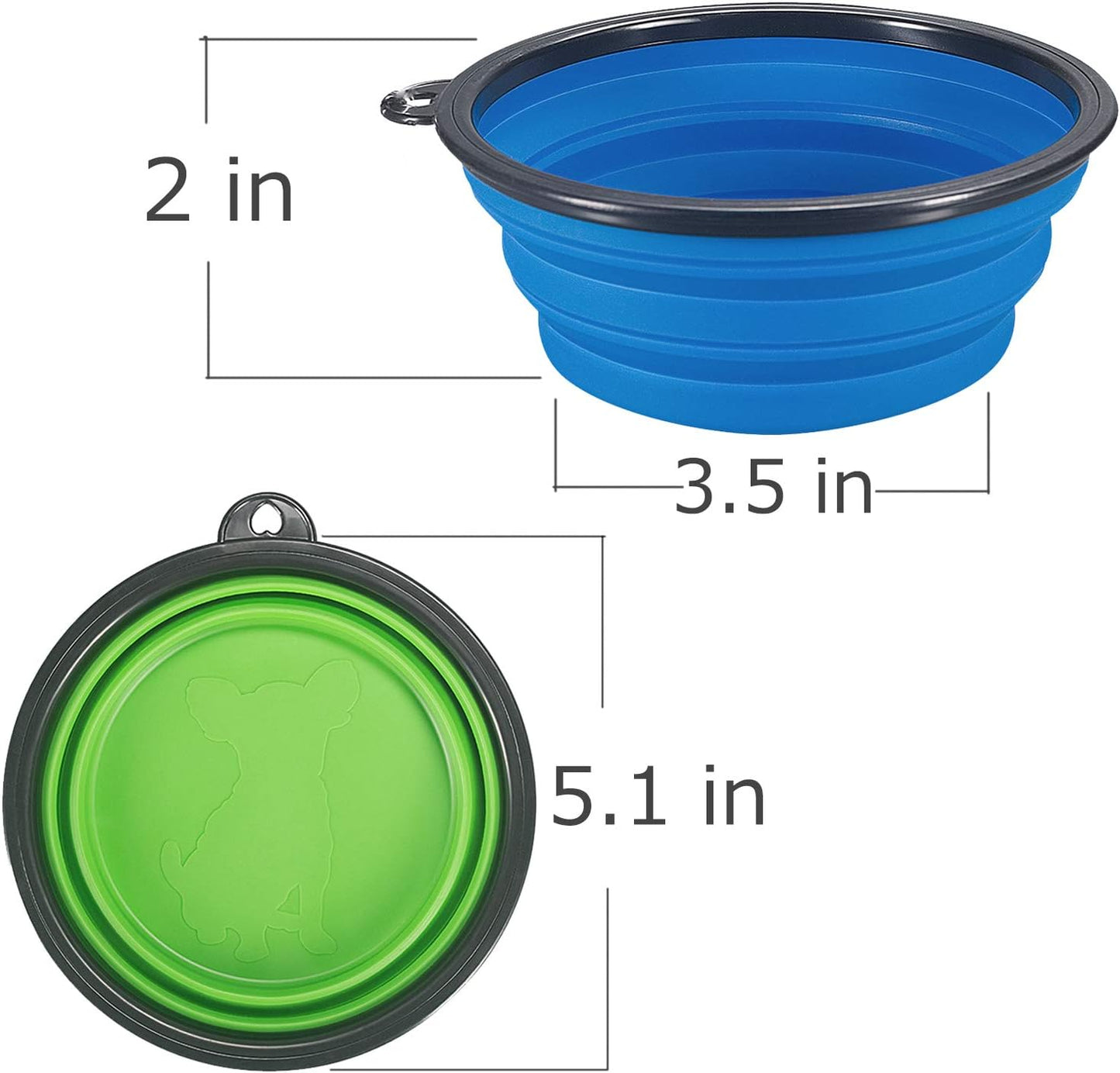 Collapsible Dog Bowl, Foldable Expandable Cup Dish for Pet Cat Food Water Feeding Portable Travel Bowl Free Carabiner